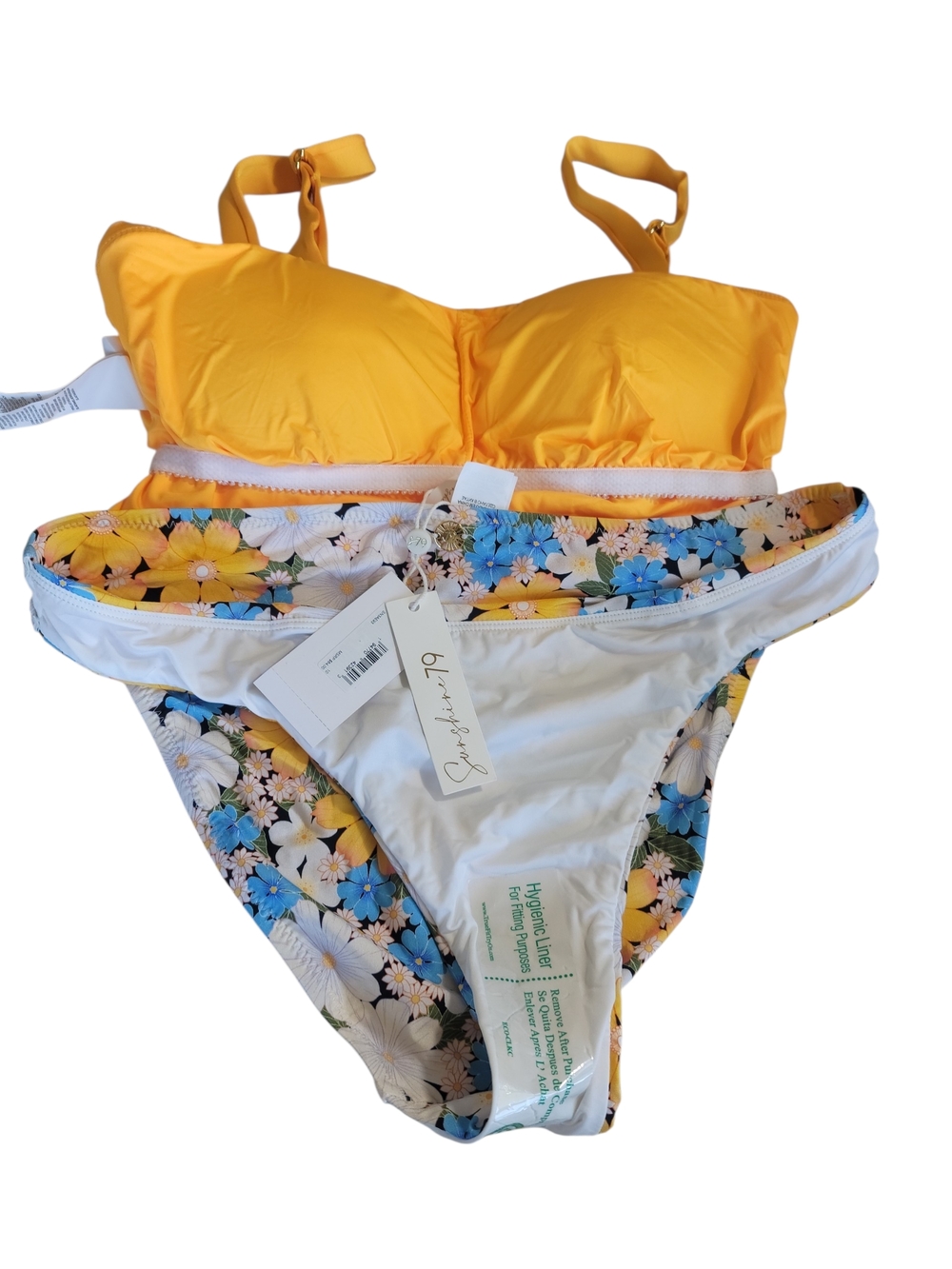 NWT Sunshine 79 Yellow Crop Top & Floral Bikini Bottom Set 8/10 - Picture 3 of 3